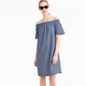 J. Crew Chambray Off Shoulder Dress